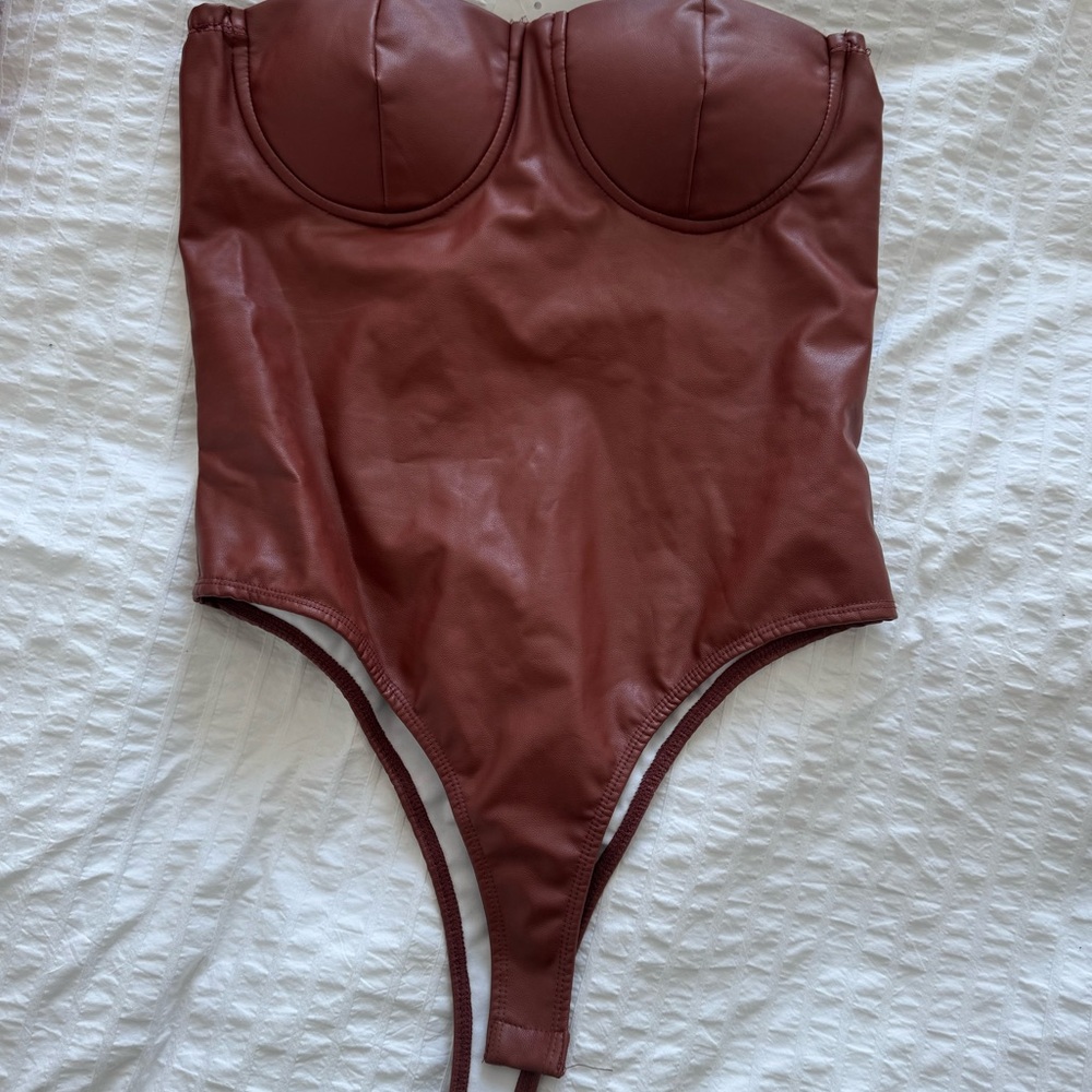 Faux leather bodysuit